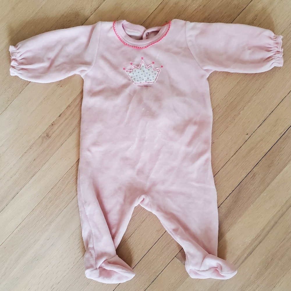 Petit Bateau Velour Footies, 1mth